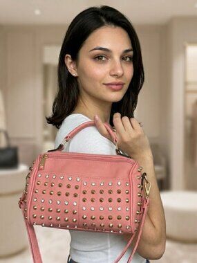 Studded Pink Shoulder Nightclub Hobo Handbag for Ladys
